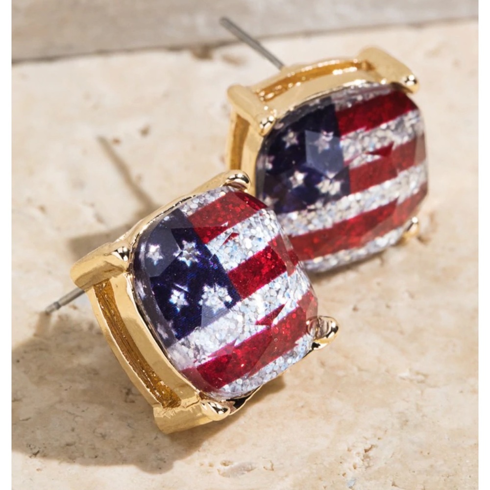 NEW American Flag Fourth of July Stud Earrings